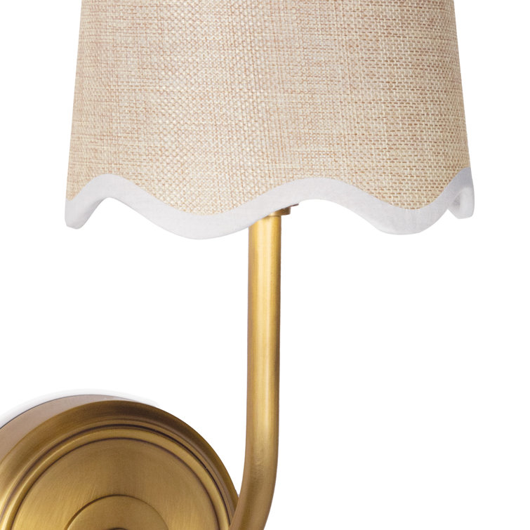 Natural Brass Linen Shade Direct Wired Sconce