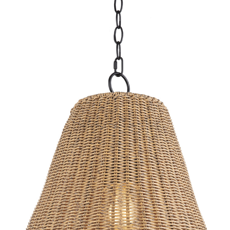 Natural Glass Indoor/Outdoor Pendant Light with Black Cord