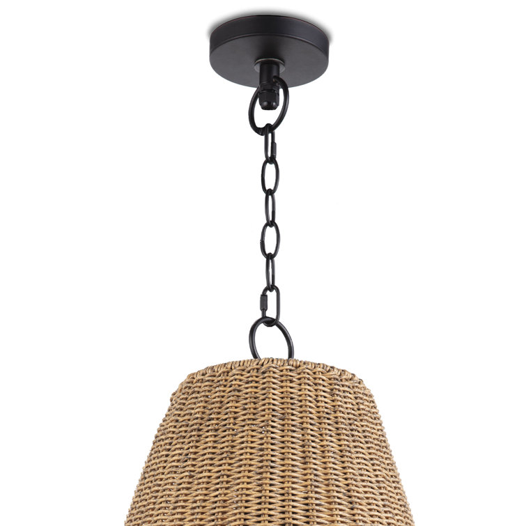 Natural Glass Indoor/Outdoor Pendant Light with Black Cord