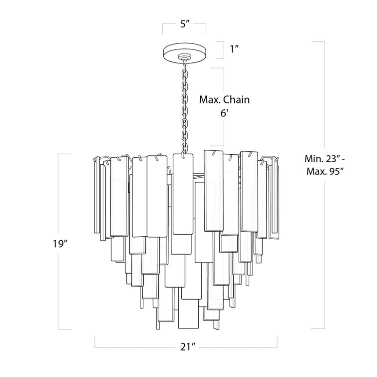 Mini Cascade Gold Finish 8-Light Glass Chandelier