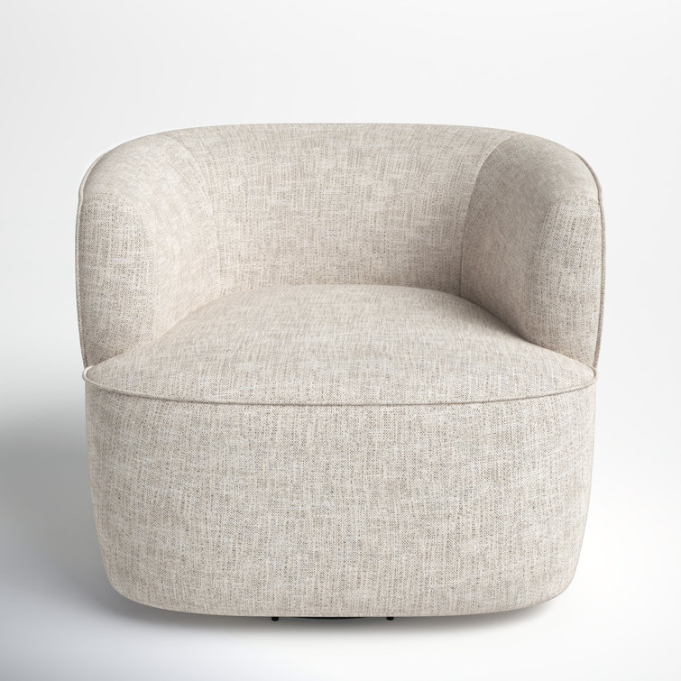 Iona Low-Back Marled Light-Grey Fabric Swivel Chair