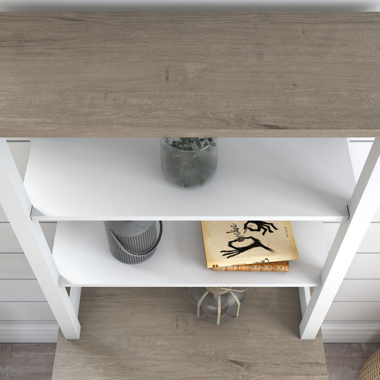 Mayfield Modern Farmhouse 5-Shelf Bookcase with Doors in Shiplap Gray & Pure White
