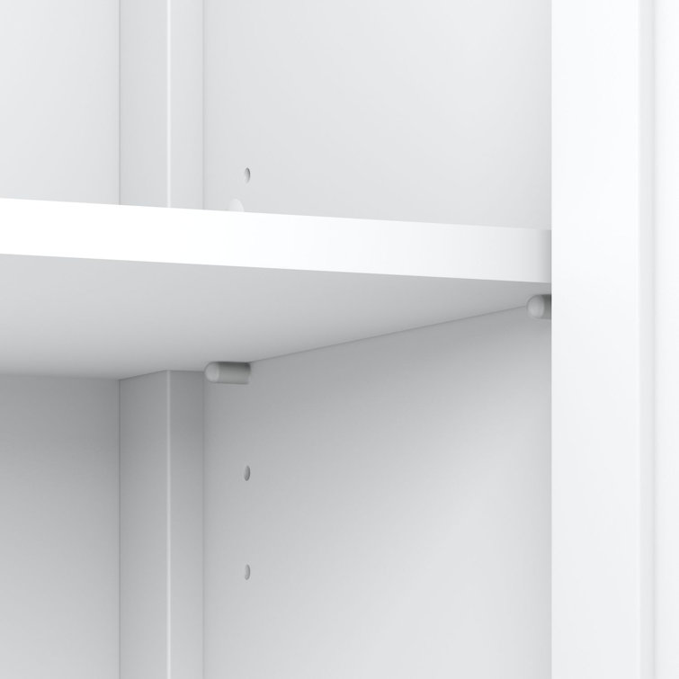 Mayfield Modern Farmhouse 5-Shelf Bookcase with Doors in Shiplap Gray & Pure White