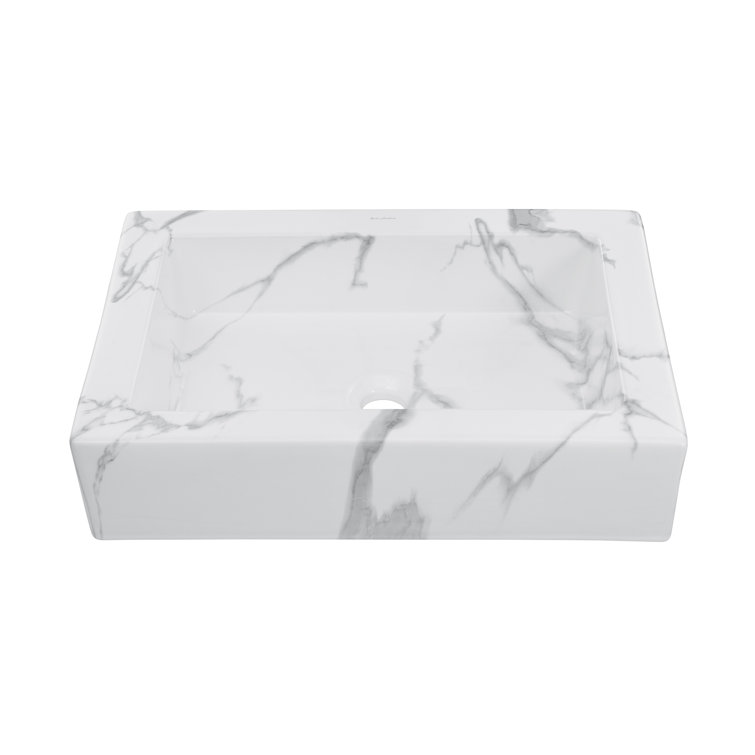 Voltaire 22" White Marble Ceramic Vessel Sink