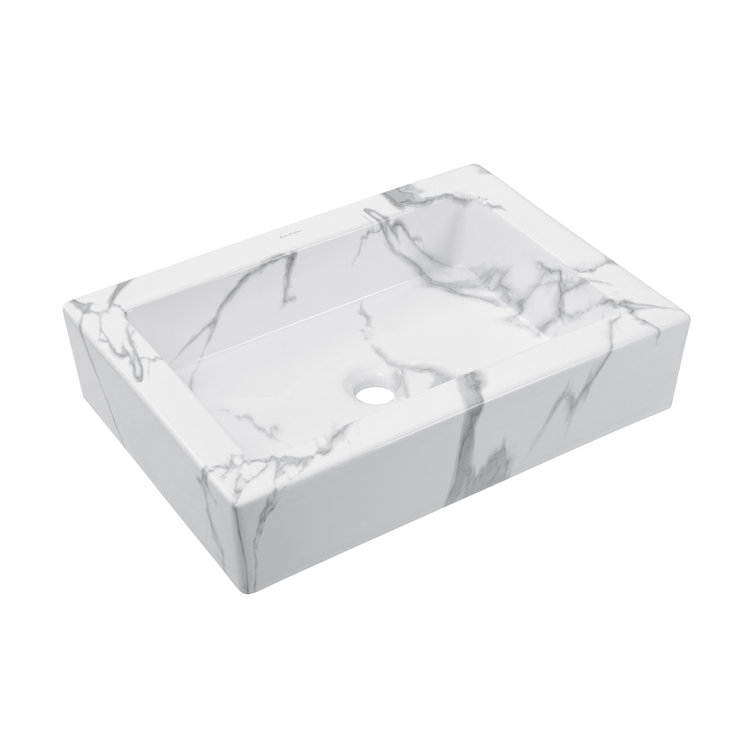 Voltaire 22" White Marble Ceramic Vessel Sink