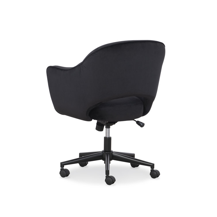 Black Faux Velvet Swivel Task Chair