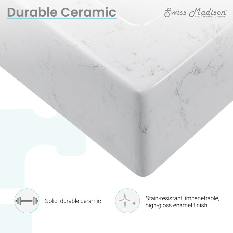 Static White Marble Ceramic Wall-Mount Sink