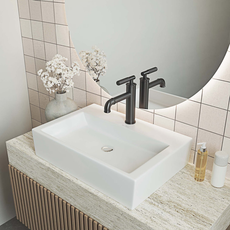 Claire 21" Matte White Ceramic Above-Counter Vessel Sink