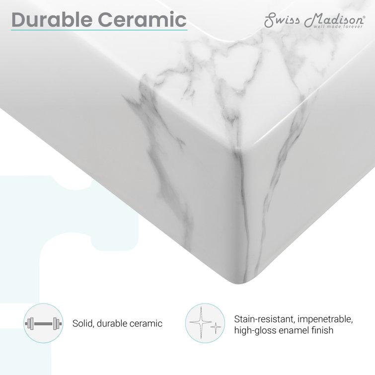 Voltaire White Marble Ceramic Wall-Mount Sink