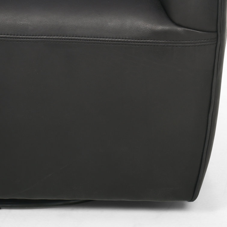 Heirloom Black Leather Swivel Barrel Chair