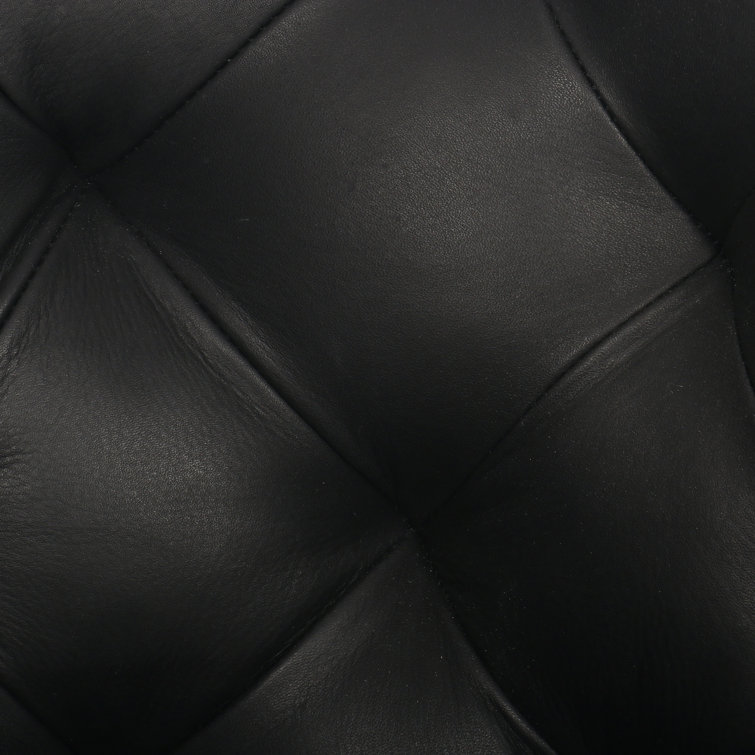 Heirloom Black Leather Swivel Barrel Chair