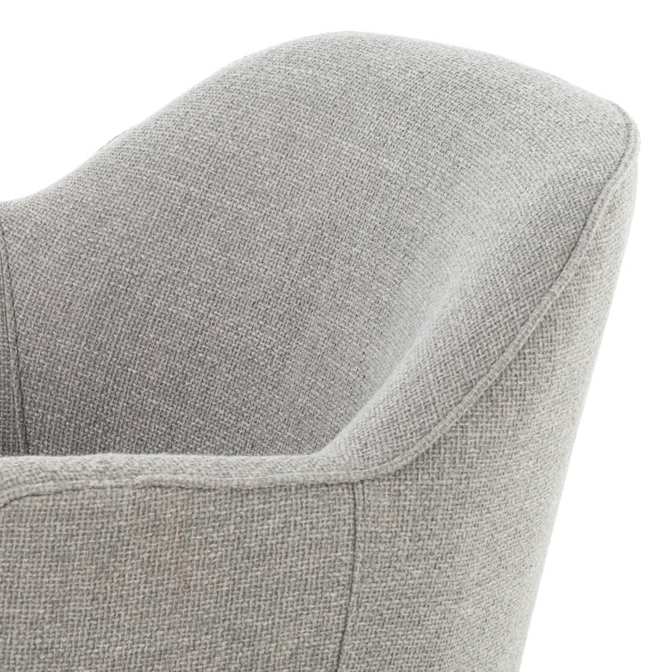 Gibson Silver Leather Swivel Chair with Wood Base
