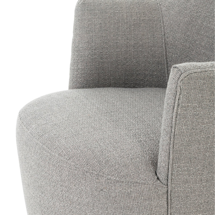 Gibson Silver Leather Swivel Chair with Wood Base