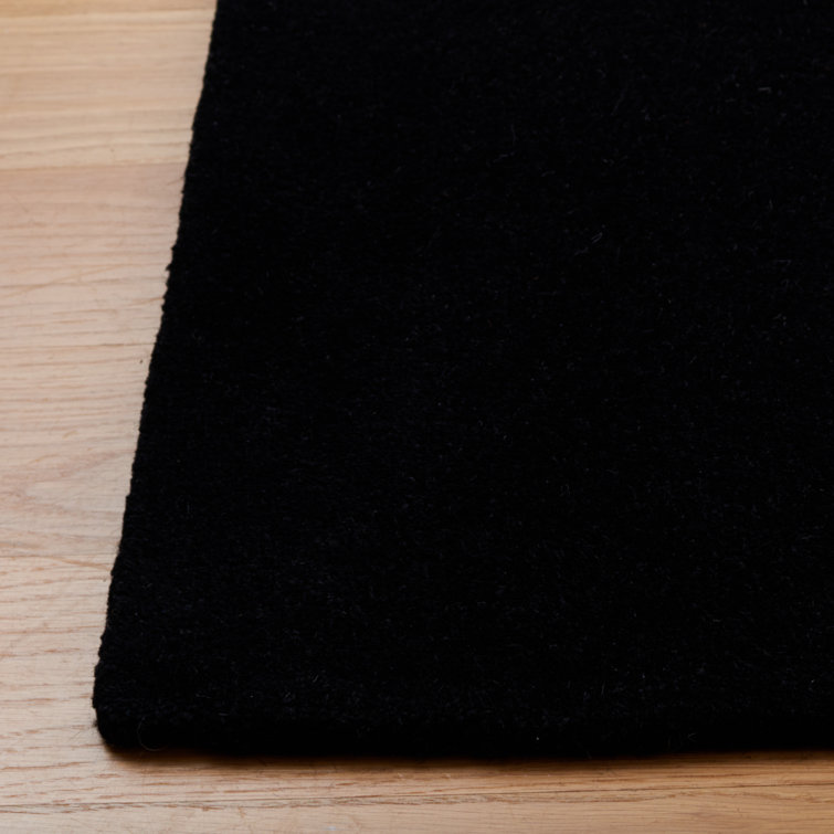 Felipe Handmade Black and Ivory Wool Rectangular Rug
