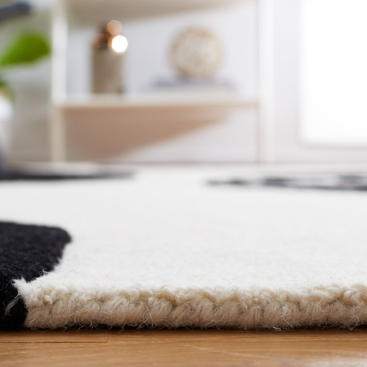 Felipe Handmade Black and Ivory Wool Rectangular Rug
