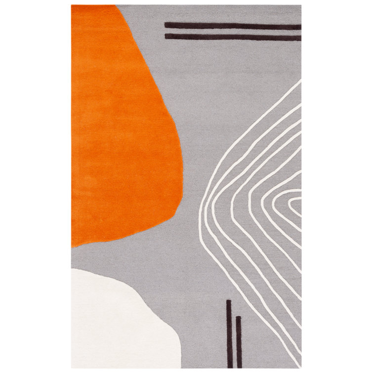 Rodeo Drive 5' x 8' Gray and Rust Wool Abstract Area Rug