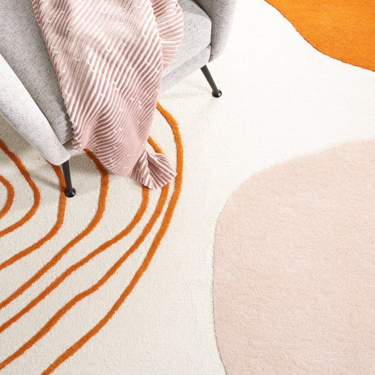 Ivory and Rust Hand-Tufted Wool 6' x 9' Area Rug