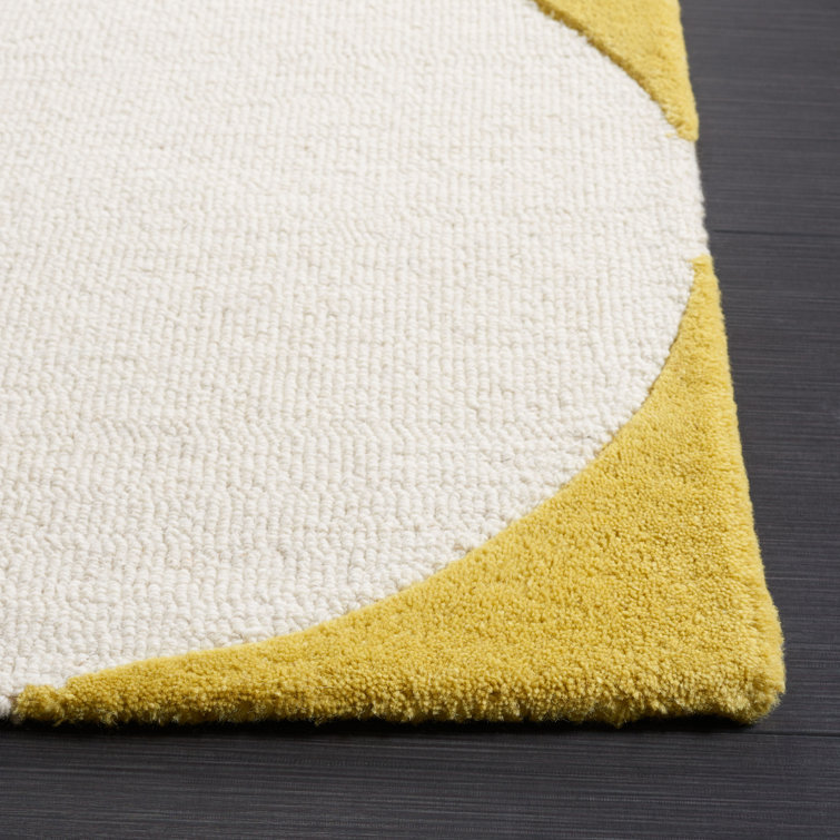 Gray and Yellow Hand-Tufted Wool Geometric Area Rug