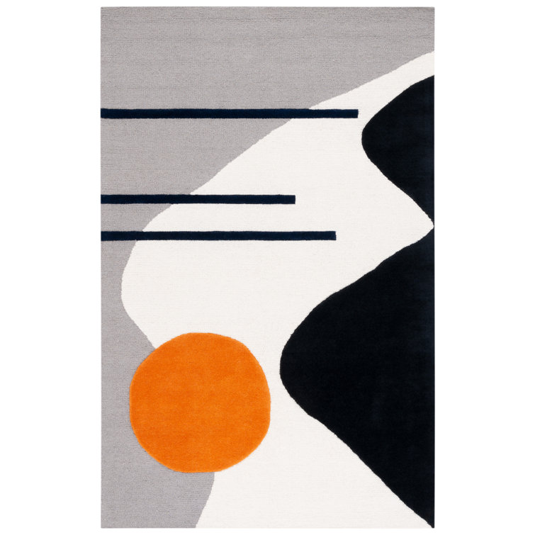 Rodeo Drive 4' x 6' Gray and Black Wool Abstract Rug