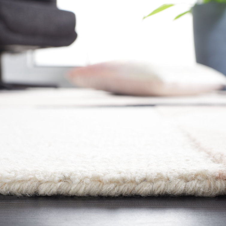 West Coast Cool Art Deco 8' x 10' Black and Blush Wool Rug