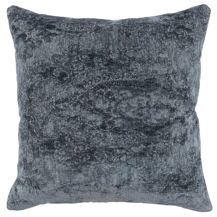 Dark Blue Abstract Cotton Blend Square Throw Pillow