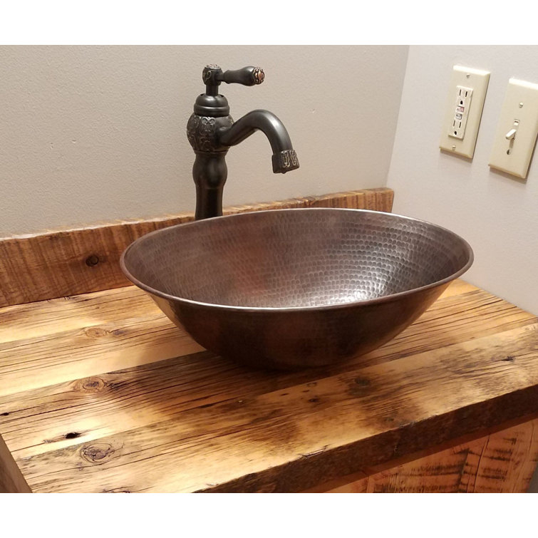 Rustic 17" Oval Hand-Hammered Copper Vessel Sink