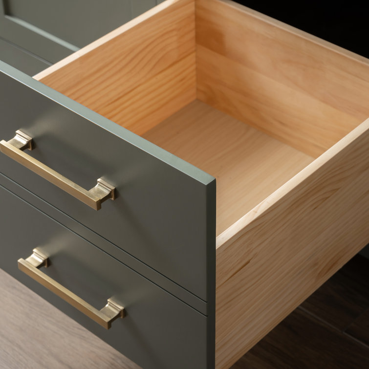 Vintage Green Double Vanity with Carrara White Top and Gold Hardware