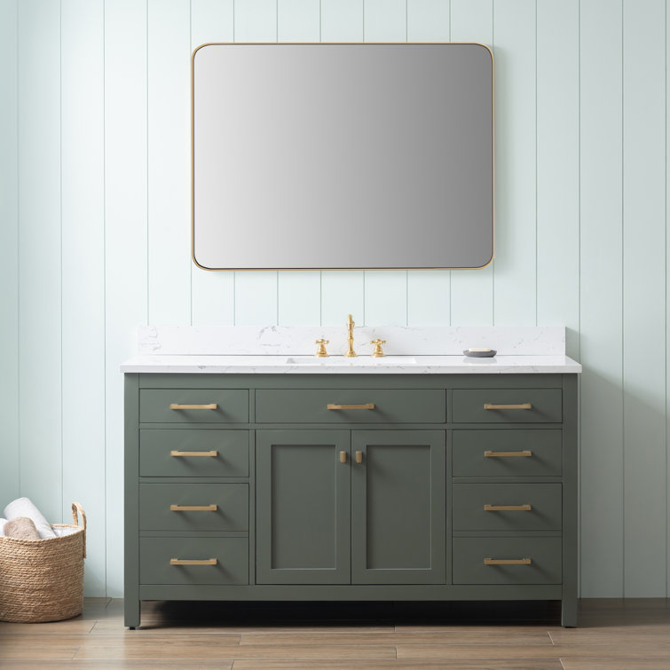 Vintage Green 60" Single Vanity with Carrara White Top