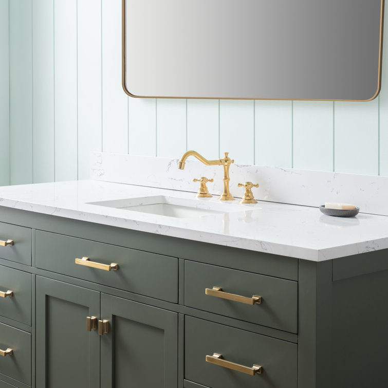 Vintage Green 60" Single Vanity with Carrara White Top