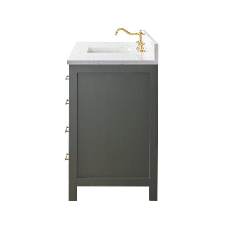Vintage Green 60" Single Vanity with Carrara White Top