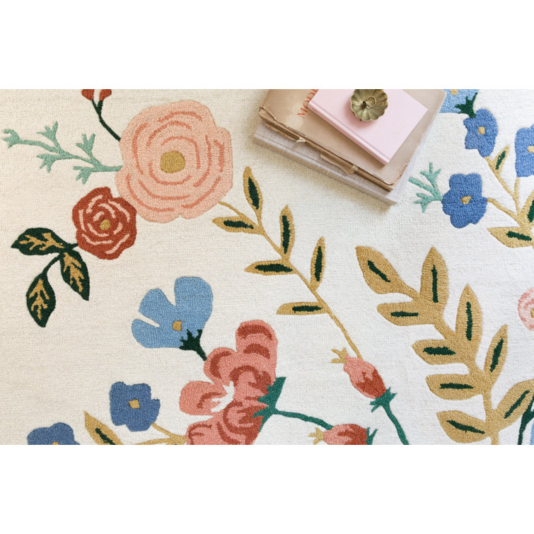 Handmade Ivory Floral Wool Runner Rug 2'6" x 7'6"