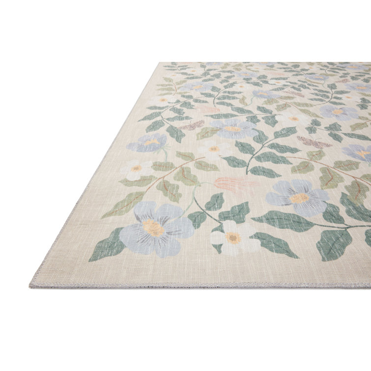 Sand Floral Rectangular Synthetic Runner Rug 2'-6" x 7'-6"
