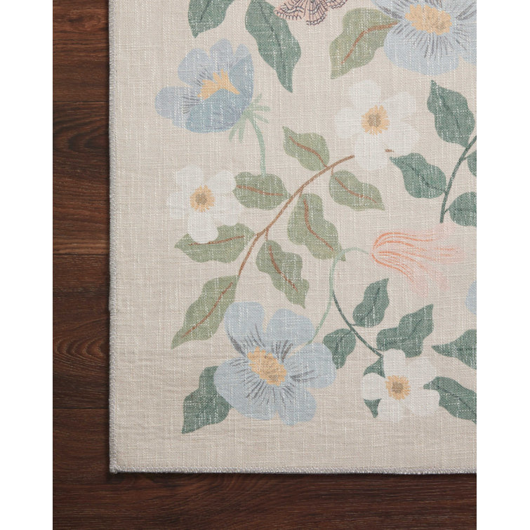 Sand Floral Rectangular Synthetic Runner Rug 2'-6" x 7'-6"