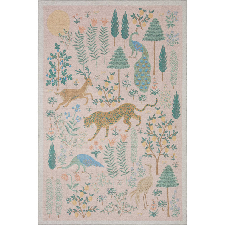 Blush Whimsical 5' x 7' Synthetic Rectangular Rug