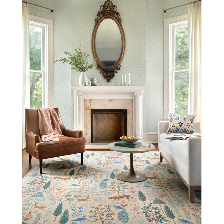 Contemporary Cream Square Synthetic Area Rug