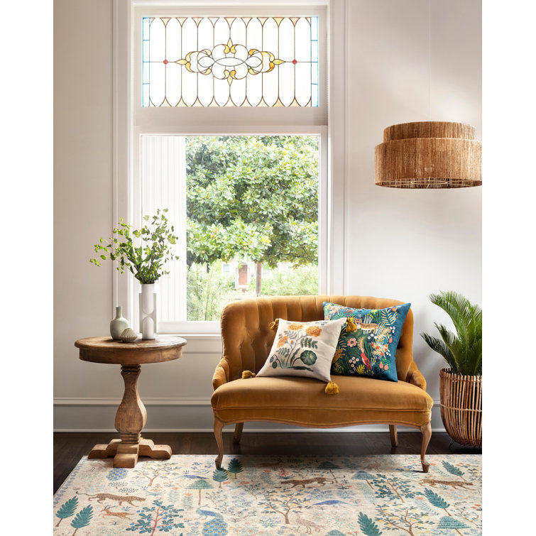 Contemporary Cream Square Synthetic Area Rug