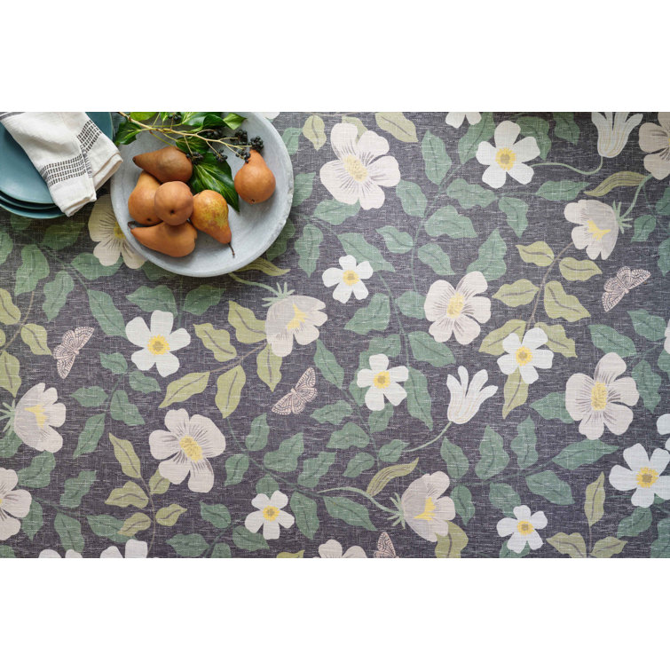 Charcoal Floral Synthetic Rectangular Area Rug 3'-6" x 5'-6"