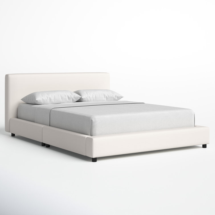 Beige Linen Upholstered Queen Bed with Tufted Headboard