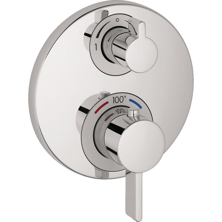 Chrome Modern Wall-Mounted Thermostatic Shower Trim with Diverter
