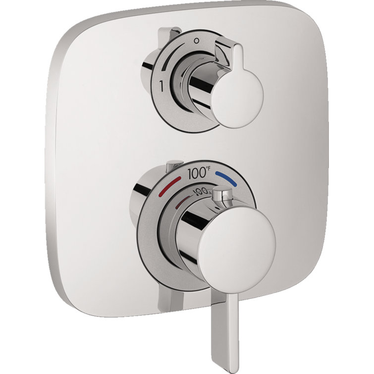 Brushed Nickel Modern Wall-Mounted Thermostatic Shower Trim
