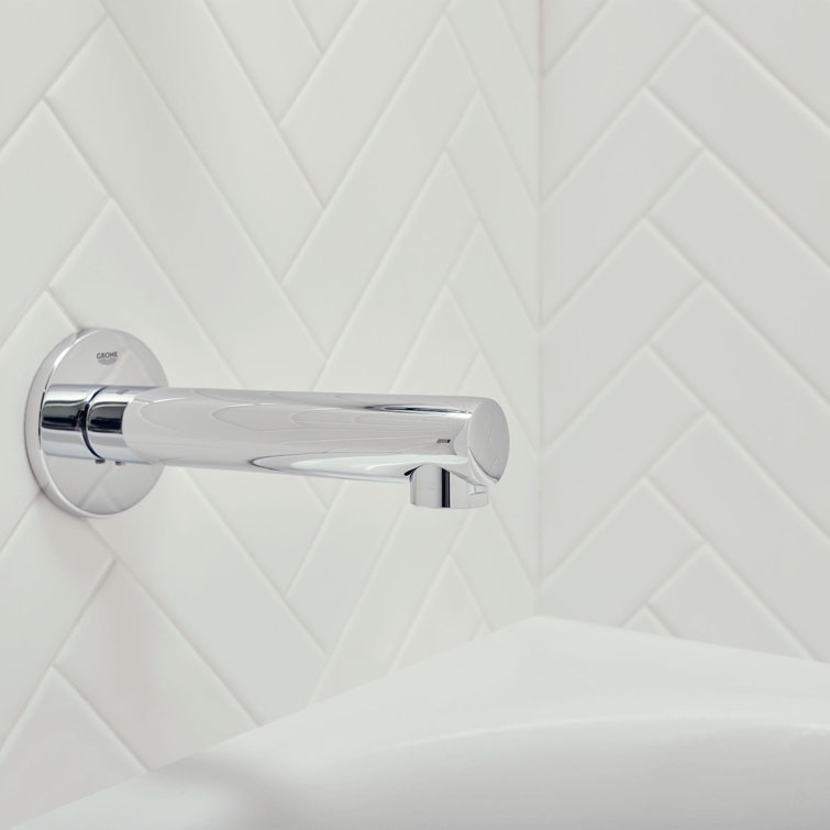 Contemporary Black and Chrome Wall Mounted Tub Spout