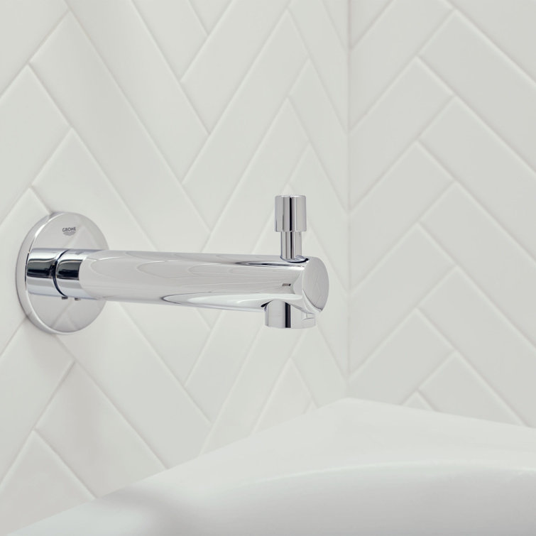 Contemporary Chrome Wall-Mounted Tub Spout with Diverter
