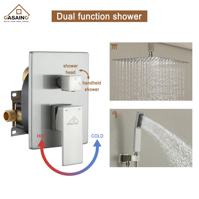12'' Matte Black Nickel Rain Shower System with Handheld
