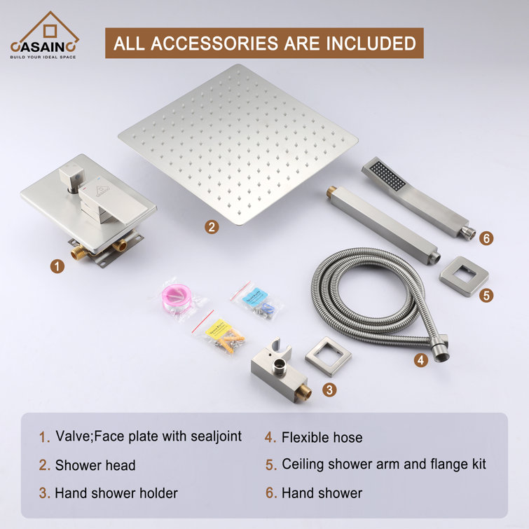 12'' Matte Black Nickel Rain Shower System with Handheld