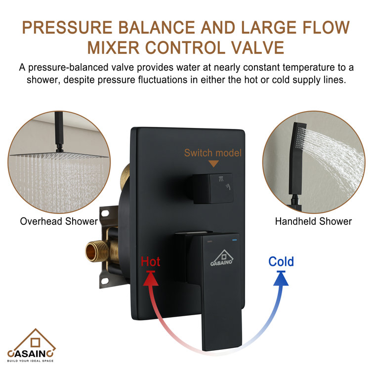 Matte Black Dual Shower Head System with Handheld and Rainfall