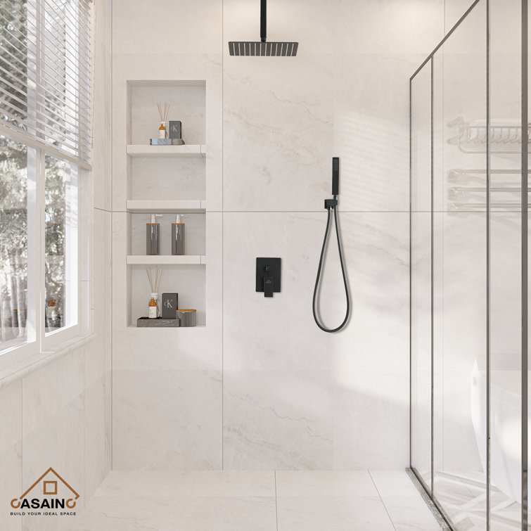 Matte Black Dual Shower Head System with Handheld and Rainfall