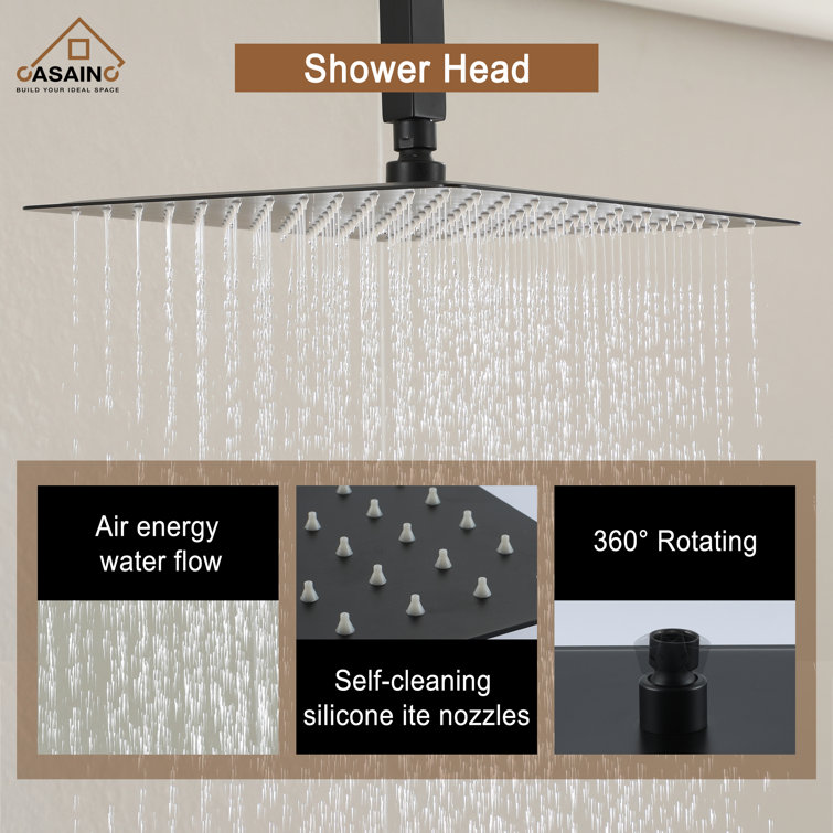 Matte Black Dual Shower Head System with Handheld and Rainfall