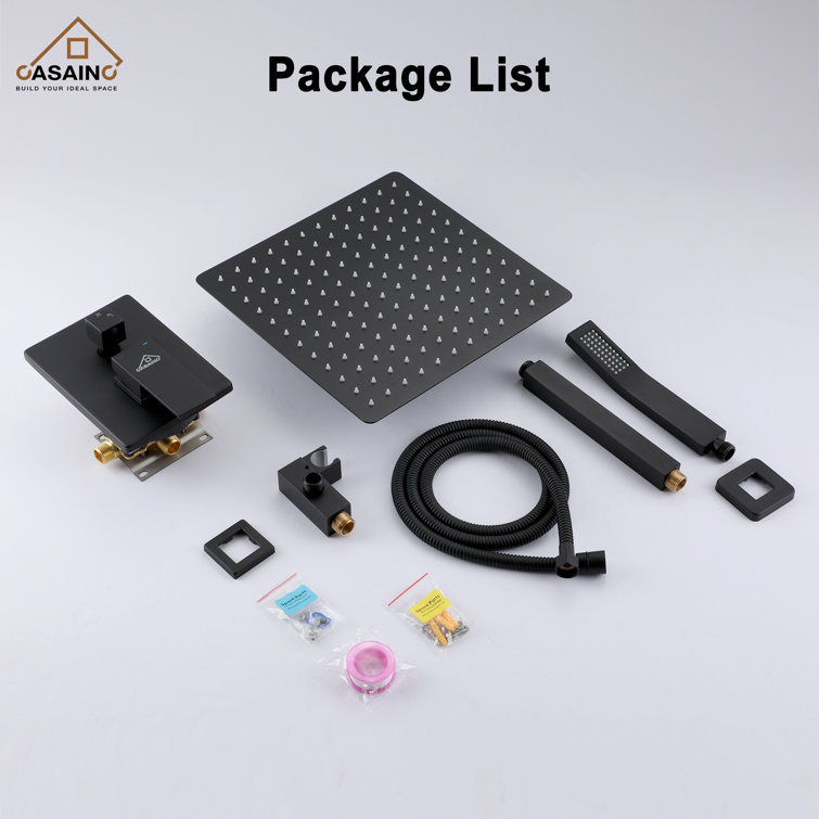 Matte Black Dual Shower Head System with Handheld and Rainfall