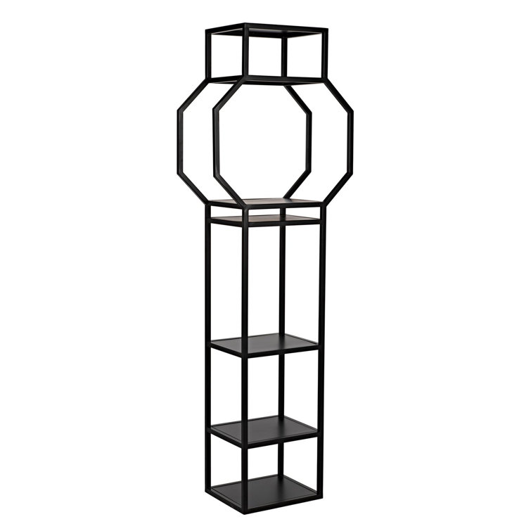 Noir Downtown 75'' Black Metal Linear Etagere Bookcase