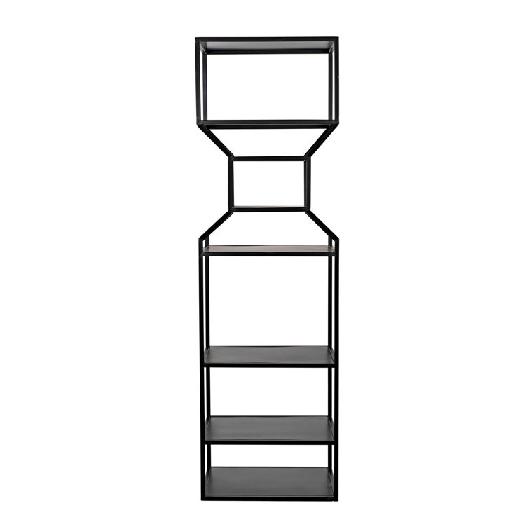 Downtown 83" Black Wood and Metal Etagere Bookcase